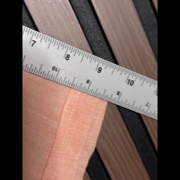 Onia Shirt Large Mens Orange Short Sleeve 100% Linen Oxford Casual Button - Picture 5 of 7